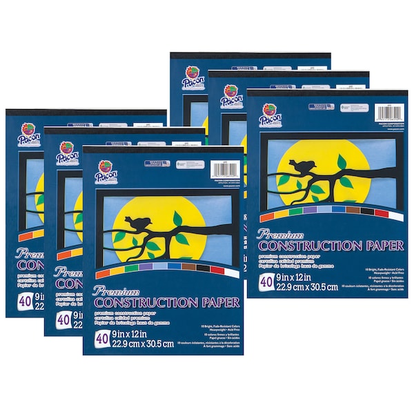 Tru-Ray Construction Paper Pad, 10 Classic Colors, 9 x 12in, 40 Sheets, PK6 P6592 - main